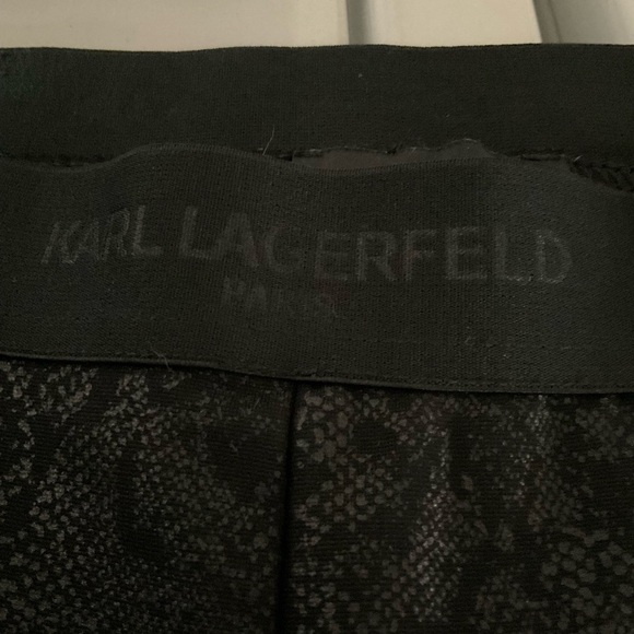 KARL LAGERFELD BLACK LACE WITH LEATHER SIDE STRIPED PANT SIZE M - Picture 5 of 5
